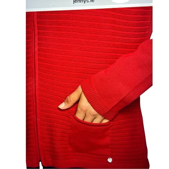 Rabe Ribbed  Red Zip-Up Cardigan. - Picture 12 of 12